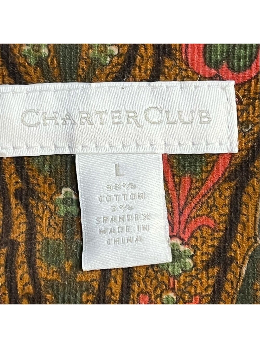 Charter Club Women's Brown Paisley Corduroy Jacket Size Large EUC - Picture 9 of 13